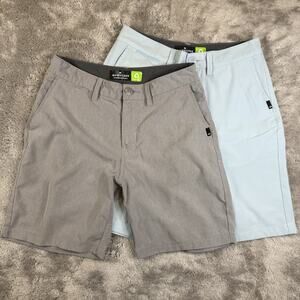 Quiksilver Amphibian Shorts Lot 2 Mens 27 Gray Blue Hybrid Boardwalk Surf Golf